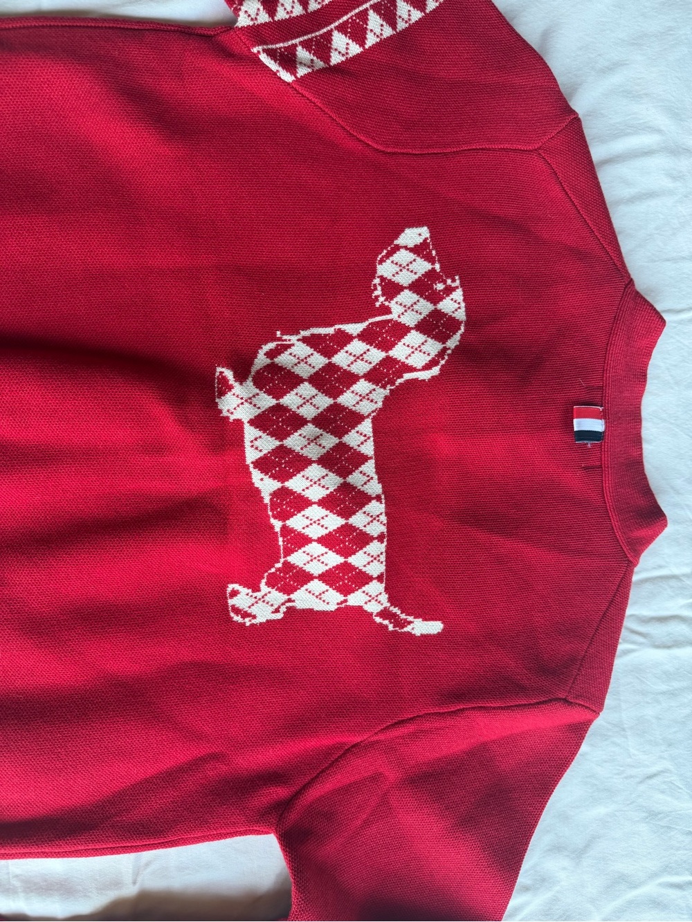 Red Dachshund Pattern Knit Sweater - Unbranded